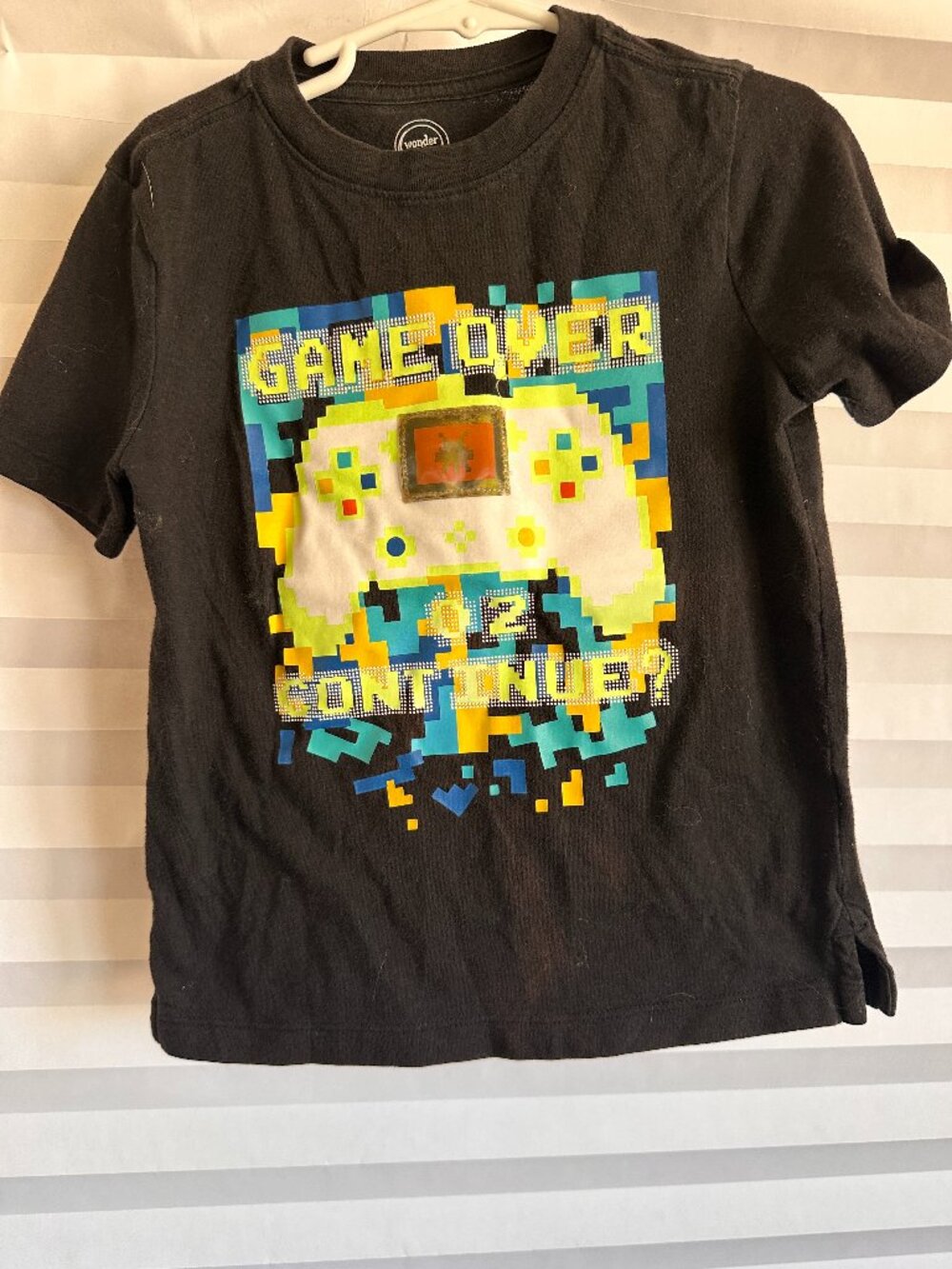 Wonder Nation Kids Size 4 5 XS Black Gamer Graphic Short Sleeve T-Shirt Top